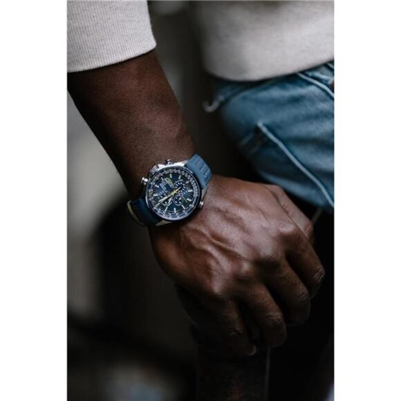 Stainless Steel with Blue Polyurethane strap, Blue Dial (Model: AT8020-03L) - Picture 2 of 5